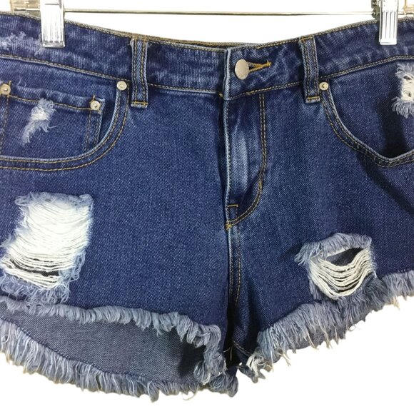 PS Erin Wasson Distressed Denim Shorts Duplicate Stitch Knit Back Pockets 28W - Picture 4 of 10